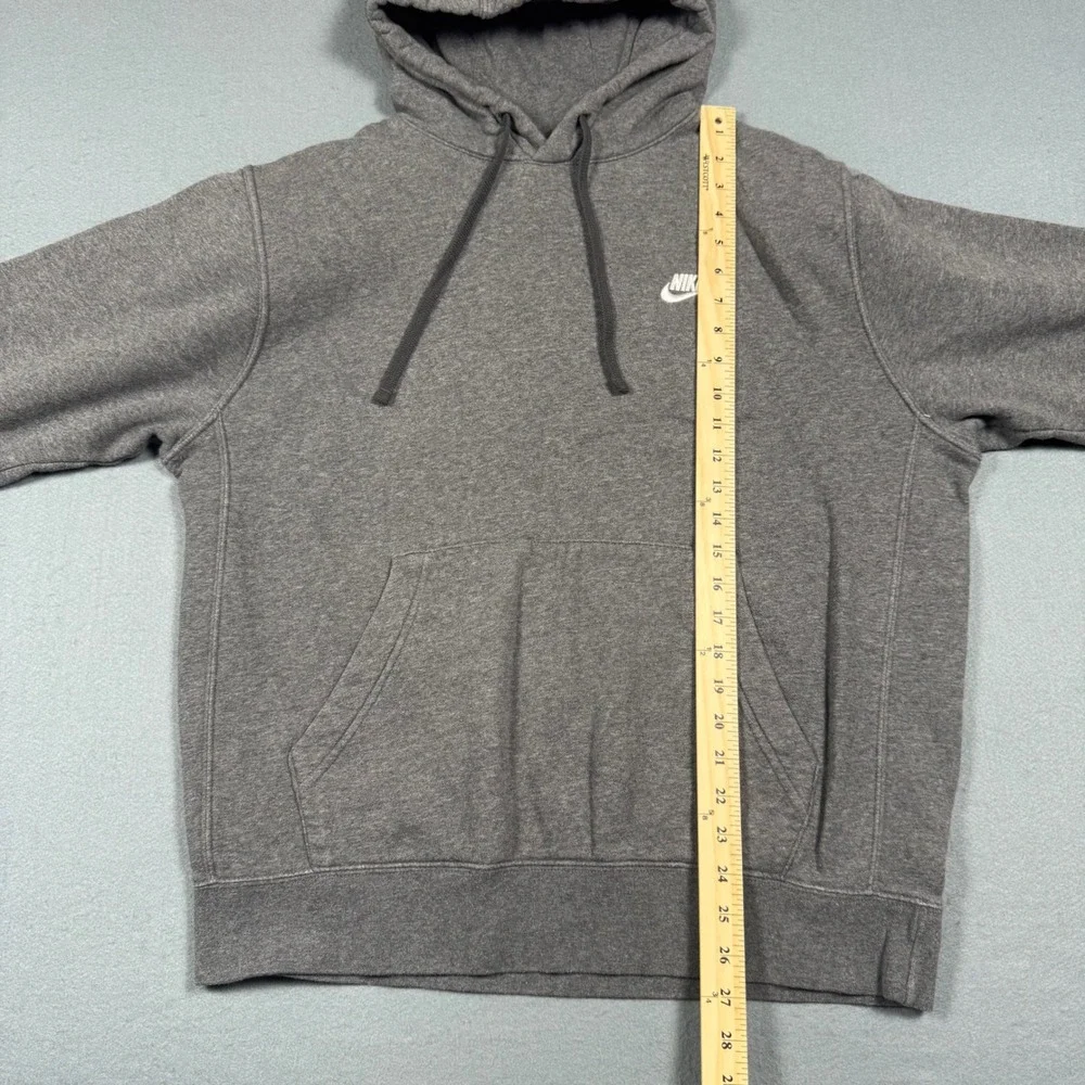 Nike Hoodie Mens Large Gray Fleece Pullover Embroidered Swoosh Logo Sportswear